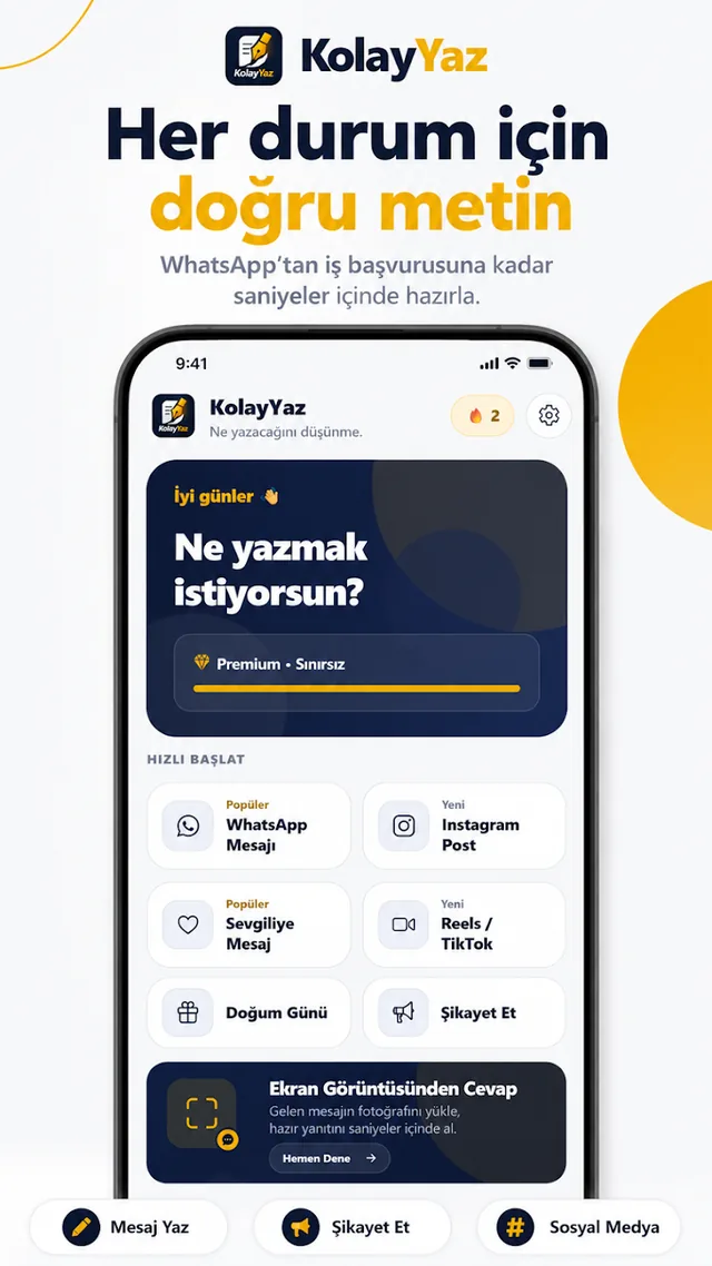 Kolay Yaz app visual