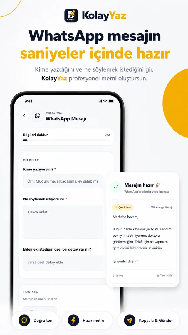 Kolay Yaz app visual