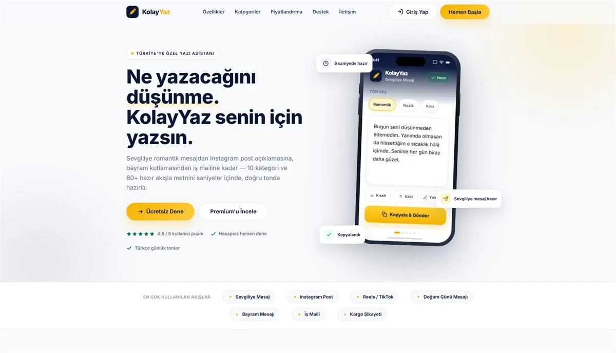 Kolay Yaz website